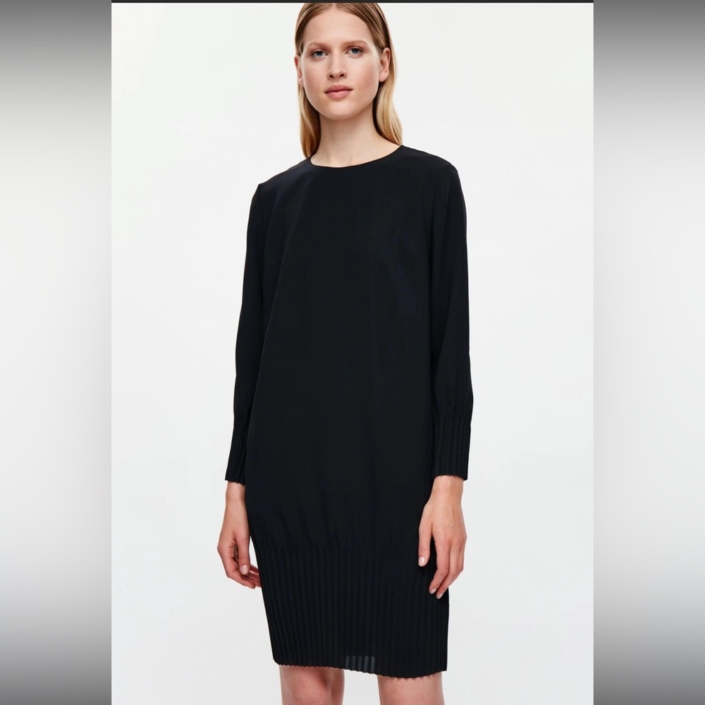 COS Navy Long-Sleeve Dress